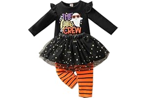 Verve Jelly Neonata Vestiti di Halloween Ruffle Manica lunga Zucca Top Tulle Gonna Tutu Pantaloni lunghi a righe Bambino Bambini Autunno Inverno Abiti 3 pezzi Set di vestiti