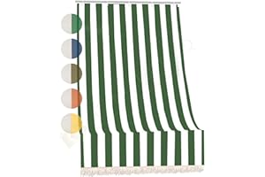 HOME TRESOR Tenda da Sole da Veranda e da Giardino in Tessuto Resistente, Ombreggiante, Idrorepellente, Protezione dai Raggi UV - Tenda a Caduta Fantasia Rigata (140x300 cm, Verde)