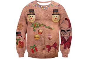 Belovecol Maglione Natalizio 3D da Uomo e Donna Felpa Divertente Maglione Natalizio a Maniche Lunghe Maglione Natalizio Brutto