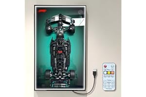 NOVDA Display Wandtafel für Lego Technic Mercedes-AMG F1 W14 E Race Car 42171 Mit LED Rahmen Präsentationswand für Formel 1 Auto Wandhalterung 75 * 45CM （ Fernbedienung und Rahmen ）