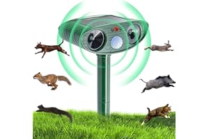 HARIKIKI Repelente Gatos ultrasonico, Ahuyentador de Gatos Exterior, Trampa Gatos, Anti Topos, Repelente ultrasónico de plagas, Ahuyentador espanta Gatos, Disuasorio de Paloma, Carga Energía Solar
