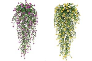 dinghaole Sztuczne rośliny ogrodowe, ochrona przed promieniowaniem UV, sztuczne wiszące kwiaty, bukiet na zewnątrz, wiszące winorośle, odpowiednie na zewnątrz, podwórko, dom wiejski, ogród, balkon,