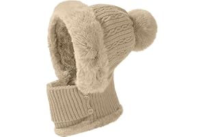 JFAN Cappelli Donna Inverno Berretto Donna in Maglia Cappello e Sciarpa Donna in Pile Caldo per Sci Outdoor