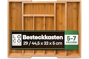 SIDORENKO Loco Bird Portaposate da Cassetto in bambù - fino a 7 scomparti - Utile separatore cassetti cucina - Divisori per Cassetti Posate - Porta posate in legno