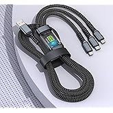 M.AJ 3'&uuml; 1 arada USB Kablosu Hızlı Şarj, Şeffaf Aydınlık 100w S&uuml;per Hızlı Şarj Kablosu, Dayanıklı Naylon &ouml;rg&uuml;, Tip-C, iPhone 