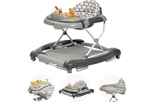 BRONEA® 4-in-1 Gehfrei Babywalker ab 6 Monate | Lauflernwagen mit Schaukelfunktion und Spielpaneel mit Musik | Höhenverstellbare und Klappbar | Lauflernhilfe mit leisen Rollen und Bremsen