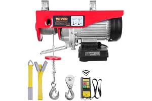 VEVOR elektrisk vinsch 125 kg till 250 kg, lyfthöjd 12 m, lindrag, motorvinsch, 510 W, kopparmotor, dragning 10 m/min, lyfthastighet, lyftskydd med trådlös fjärrkontroll, replyft, kedjehiss