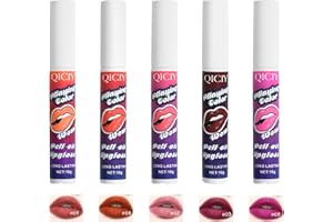 GODNEEI Lip Stain Abziehbar Satz mit 5 Farben Lip Tint Matt Wasserfest und Lang Anhaltend Nicht Klebend Lip Stain Peel off füR Frauen und MäDchen