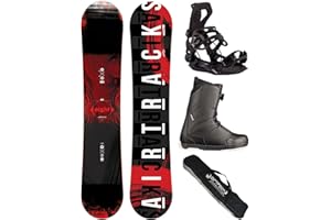 AIRTRACKS Snowboard Set Pack Planche Eight Wide Hybrid Rocker + Fixations Master + Chaussures + SB Sac 150 155 160 164 cm