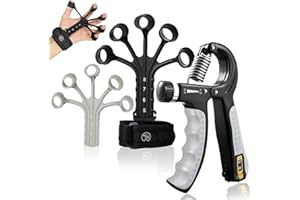STRABOZZ Musculation Main Kit de 5, Hand Grip Musculation, Entraîneur de Doigts, Musculation Avant Bras, Avant Bras Muscu, Handgrip, Anti Stress Adulte, Appareil de Musculation, Résistance Réglable