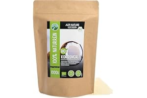 Farine de noix de coco biologique (1kg), qualité alimentaire crue issue de culture biologique contrôlée, sans gluten, sans lactose, testée en laboratoire, végétalienne