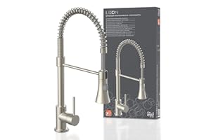 EISL LEON NI183ESCRNI-PR spiralna armatura kuchenna ze stali nierdzewnej z wyciąganą słuchawką prysznicową, kran kuchenny ze słuchawką sprężynową, obracana o 360°, bateria jednouchwytowa