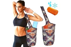 SusggO Pack Bolsa Yoga para Esterilla y Toalla Fria enfriamiento Bolso Yoga Mujer para Colchoneta Toalla Gimnasio Toalla Microfibra Bolso Yoga Esterilla Yoga Accesorios Pilates Fitness