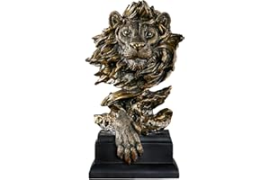 FIYSON Löwe Statue,Löwe Figuren Deko Resin 11.8 * 3.1 * 2.7" Skulptur Ornament Löwe Kunst Figuren Handwerk Dekoration Wohnkultur Tier Ornament Deko Wohnzimmer Geschenke (Kupfer)