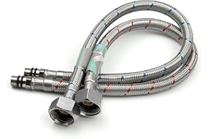 Xcel Home 2 connettori flessibili per rubinetto M10 x 1/2 (400 mm) | 10 lunghezze | Coppia di tubi flessibili per cucina/lavabo monoblocco BSP | Acciaio inossidabile intrecciato