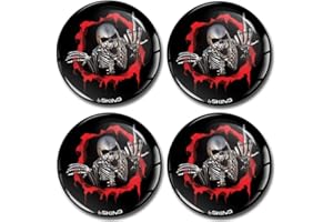 Biomar Labs® 4 x 55mm Adhesivo Pegatinas para Tapas de Rueda de Centro Tapacubos para Coche Calavera A 2655