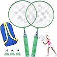 JOY SPOT! Kids Badminton Rackets Set with Soft Grip, Oversize & Lightweight Shuttlecocks Racquet with Carry Bag for Children Youth, 2 Player Sport Game for Indoor Outdoor Backyard