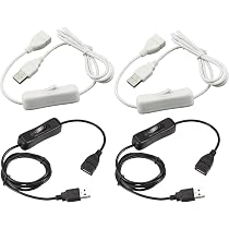 JZK USB Kabel Mit Schalter, 2 Stück à 1 Meter – Ein/Aus-Schalter Für Dashcam, LED Lampe, Lüfter