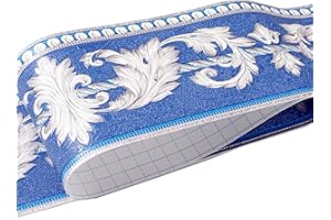 WDRAGON Frise murale autocollante à motif floral pour décorer la maison - idéal pour une cuisine ou une salle de bains - 10,2 cm x 5 m, bleu