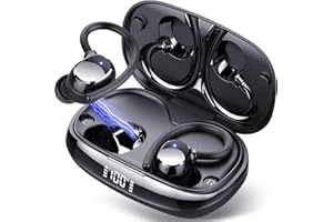 Tukio Wireless Earbuds, Ear Buds 80H Playtime with Earhooks, Bluetooth 5.3 Headphones with 4 ENC Mic, Wireless Headphones with LED Display, IP7 Waterproof, USB-C