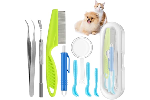 Accessoires Anti Tiques Pour Chiens et Chat,Accessoires Anti Tiques, Pince à Tiques,2 En 1 Crochet à Tiques En Acier Inoxydable,Tire Tique Pour Chiens Chat et Humanité,Supprime Les Tiques Facilement