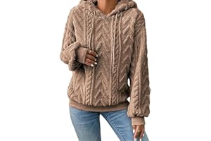 ABYOVRT Sweat à Capuche Femme Pull Polaire Casual Manches Longues Automne Hiver Chaud Sweat Polaire Couleur Unie Oversize Sweatshirt Loose Hoodies à Capuche avec Poche Hauts Top,S-XXL