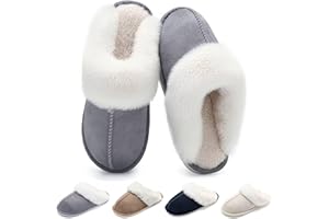 Schuvox Zapatillas Casa Invierno Cálidas Mujer Hombre Pantuflas con Forro de Felpa Zapatillas de Estar por Casa con Plantilla de Espuma con Memoria para Interior y Exterior Unisex 36-45EU