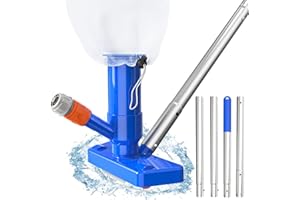 EPESL 4.7ft Pool Vacuum Cleaner Head with 4 Detachable Intensify Aluminum Pole, Brush and Leaf Bag, Swimming Pool Vacuum Cleaner for Cleaning Bottom, Wall of Pond/Fountain/Aquarium/Hot Tub - 2025 Version