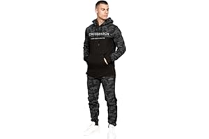 Crosshatch Mens Tracksuit Set with Hooded Jacket Jogging Tops Bottoms Tracksuit Set with Pockets Size from S,M,L,XL,XXL By Clothing247