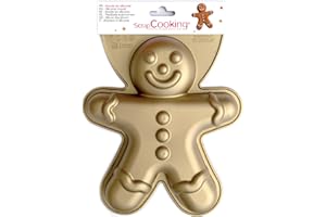 SCRAP COOKING - Moule en Silicone Bonhomme Pain d'Épices - Grand Moule à Gâteau XXL en Forme de Mannala, Mannele, Gingerbread Noël - Pâtisserie Biscuit Décoration - 3152, Or