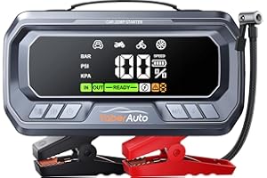 All in 1 Jump Starter Power Pack 26800mAh 6800A with Air Compressor 160PSI, YaberAuto PD 65W Car Battery Booster Jump Starter (All Gas/12L Diesel/Hybrid) Car Starter Power Bank,600 Lumen,160W DC