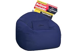 Diverpuff Puff Redondo Azul Exterior Pélota Bean Bag XXL Polipiel con Relleno Y Cojín Incluido Elegante y Comodo Resistente Waterproof Interior Exterior Habitación Infantil Gamer Sala Juegos
