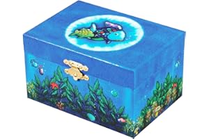 TROUSSELIER - Poisson Arc en Ciel. - Boîte à Trésors & Bijoux Musicale - Idéal Cadeau Enfant - Phosphorescent - Brille dans la nuit - Musique Elfen Lied - Colori Bleu Nuit