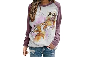 EFOFEI Señoras Cuello Redondo Sudadera De Manga Larga Suéter Pascua Lindo Conejo De Impresión T Shirt Tie-Dye Suéter Colorido Blusa