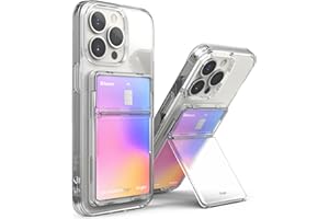 Ringke Stand Slot Card Holder, Porte-Cartes Adhésifs Portefeuille Autocollant Porte Carte de Crédit pour l’arrière de Téléphone avec 3M Sticker Adhésive Attachable Téléphone - Clear Mist