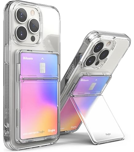 Accessoire Téléphone Pratique Ringke Porte-Cartes Adhésif Pour Téléphone - 3M Sticker, Jusqu'à 8 Cartes, Élastique Doux - Compatible IPhone, Samsung, Xiaomi - Rose Foncé Porte-cartes Téléphone