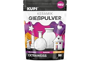 KUPI Keramik Gießpulver Weiß 0,9kg | Gips zum Gießen Lufthärtend & Geruchlos | Gießmasse für Silikonformen | Reliefgießpulver zum Basteln Modellieren Strukturieren