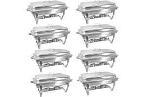 hagvot 8 x Chafing Dish | Edelstahl Warmhaltebehälter | Speisenwärmer | Wärmebehälter | Rechaud für Catering, Buffet und Party