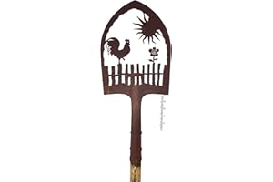 Crispe home & garden Edelrost Deko-Schaufel mit Regenmesser - Hahn auf Gartenzaun - Gartendekoration für außen, Höhe: 180 cm