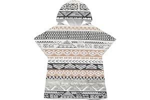 LOMTRATS Poncho de surf de secado rápido con capucha para adultos, hombres y mujeres, natación, playa, surf, buceo, hogar, aguas termales, baño, Ethnic Stripes , Kid-M