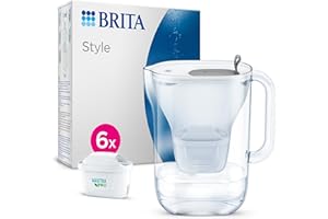 BRITA Jarra con filtro de agua Style Grafito (2,4 l) incl. 6x cartuchos MAXTRA PRO All-in-1 Diseño adaptable al frigorífico con luz LED inteligente Tapa abatible que reduce cloro, cal e impurezas.