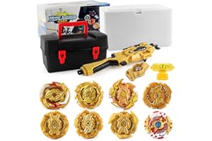 OBEST Bley Peonzas Batalla con Lanzador Conjunto, 8PCS Burst Turbo Spinning Tops Metal, Contrapeso, Equilibrador Blade Set con Estuche Portátil, Juguetes para Niños Regalo Navidad Año Nuevo