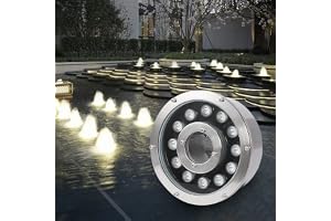 tyfuture Ring Fountain Light Vattentät IP68 Simbassäng Ljus DC12/24V Undervattens Pond Light För Simbassänger Akvarium Vattenfall Dammbelysning(Warm White-DC24V,12W)