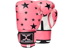 MAXSTRENGTH Boxing Gloves for Training & Muay Thai | Mitts for Sparring, Kickboxing, Fighting | Great for Heavy Punch Bag, Grappling Dummy Double End Speed Ball & Focus Pads Punching, Sizes 4oz, 6oz, 8oz, 10oz, 12oz, 14oz, 16oz