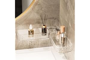 Deysen Multifunctional Wall-Mounted U-Shaped Rotating Storage Corner Shelf, Wall-Mounted No-Punching Corner Shelf, Corner Shelf Wall Mount, for Bathroom Living Room & Kitchen (Transparent)