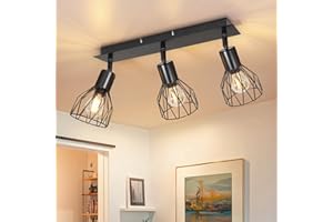 Kimjo Faretti LED Soffitto Orientabili - Faretti Soffitto 3 Luce Nero Faretti da Soffitto - Lampadario Faretti Cucina E14 Faretti Orientabili da Soffitto per Camera da Letto Soggiorno Senza Lampadina
