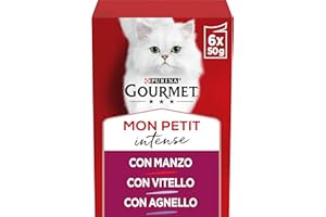 Purina Gourmet Mon Petit Intense Cibo Uùmido per Gatti con Manzo, Agnello, Vitello, 48 buste da 50g