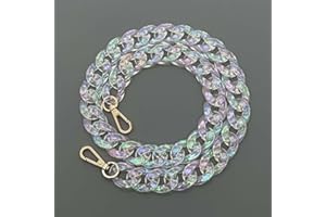 KMERCE Chaînes Sac à Main Femmes en Acrylique Brillant, Anse pour Sac à Main, Laniere Chaîne de Rechange pour Sac à bandoulière, Chaîne téléphone Portable, Largeur de 2cm, Longueur de 85cm White