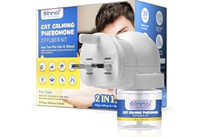 UOCASI Calming Diffuser For Cats and Kittens,Cat Anxiety Relief Diffuser- 2 In 1 UK Plug-In Refillable Pheromone 30 Days Diffuser+Refill 48ml,Comfort,Calming&Relax Anxious,Anti-Stress,Cope Behavioural Issues