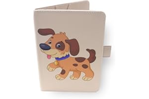 Oxrose Protezione per libretto sanitario per neonati – cane – formato A5 15 x 21 cm – alette per conservare le ordinanze, Cucciolo marrone